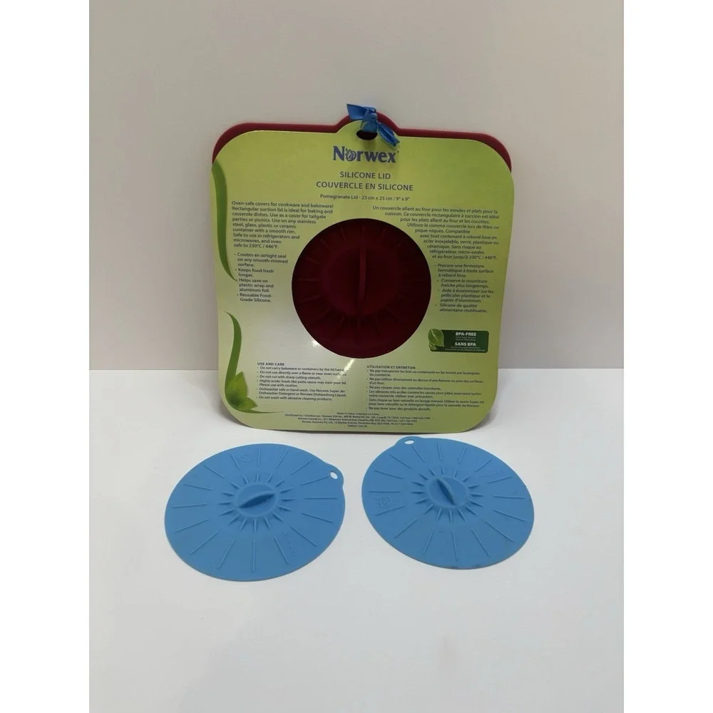 Norwex Silicone Lids 1 - New Baking Dish Cover 2 - Used Small Bowl or Mug Covers